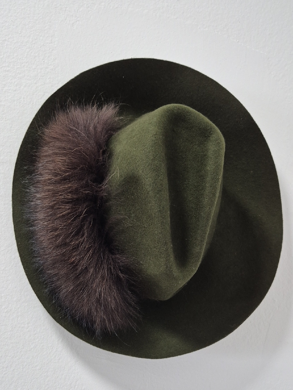 Echo Olive Green Felt Hat with Brown Fur Accent